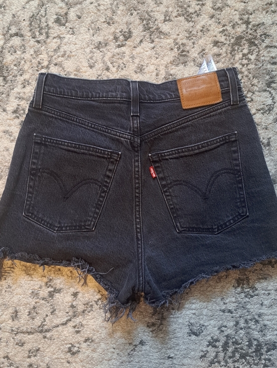 Levi's Pants - Levi's Black Frayed High-Rise Ribcage Denim Shorts